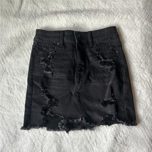 vintage black distressed denim skirt american eagle